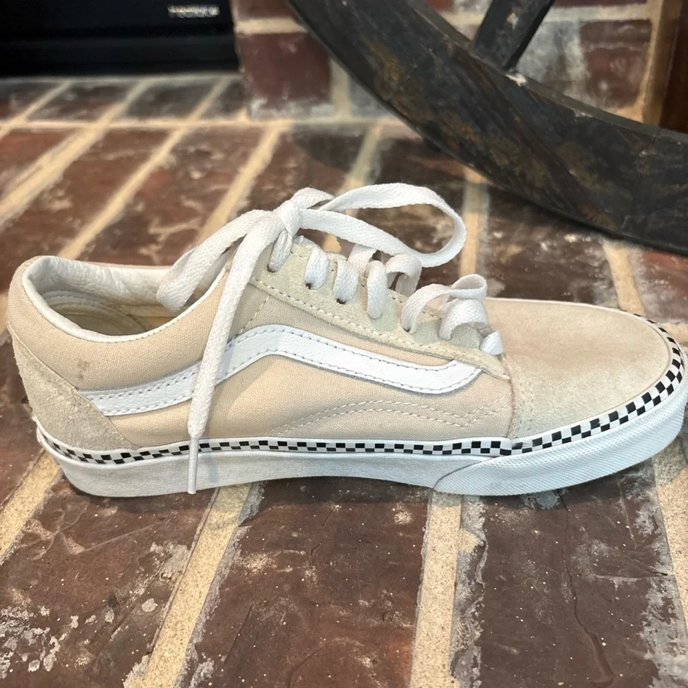 Vans old skool checkered foxing turtledove skateboarding  shoes M 3.5 W 5